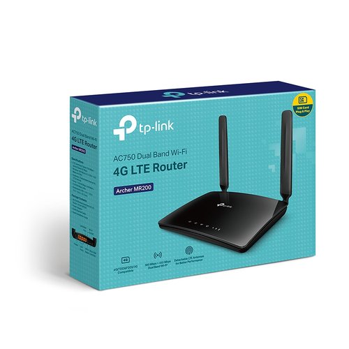 TP-LINK Archer MR200 - Wireless router - WWAN - 3-port switch - GigE - 802.11a/b/g/n/ac - Dual Band - Módem 4G LTE integrado de 150 Mbps-velocidad 433 Mbps a 5 GHz + 300 Mbps a 2.4 GHz - 4G Cat4 150/50 Mbps 6 TP-LINK Archer MR200 - Wireless router - WWAN - 3-port switch - GigE - 802.11a/b/g/n/ac - Dual Band - Módem 4G LTE integrado de 150 Mbps-velocidad 433 Mbps a 5 GHz + 300 Mbps a 2.4 GHz - 4G Cat4 150/50 Mbps - Imagen 6