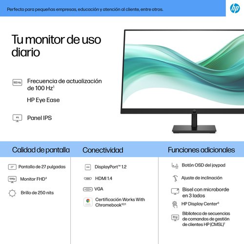 Monitor 27" IPS 100Hz DisplayPort HDMI HP S3 Pro 3 Monitor 27" IPS 100Hz DisplayPort HDMI HP S3 Pro - Imagen 3