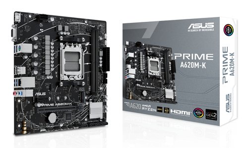 ASUS PRIME A620M-K | Placa Base Micro ATX Socket AM5 para AMD Ryzen 7000 | Chipset A620, USB 3.2, LAN Gigabit, Audio HD 2 ASUS PRIME A620M-K | Placa Base Micro ATX Socket AM5 para AMD Ryzen 7000 | Chipset A620, USB 3.2, LAN Gigabit, Audio HD - Imagen 2