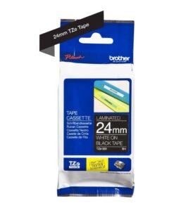 Cinta Laminada autoadhesiva blanco sobre negro 24mm x 8m Brother TZe-355