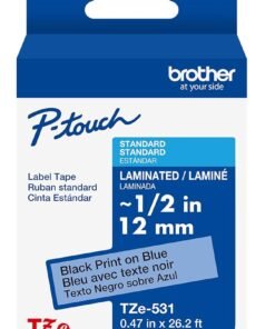 Cinta Laminada Negro sobre Azul 1.2cm x 8m para P-Touch Brother TZe531