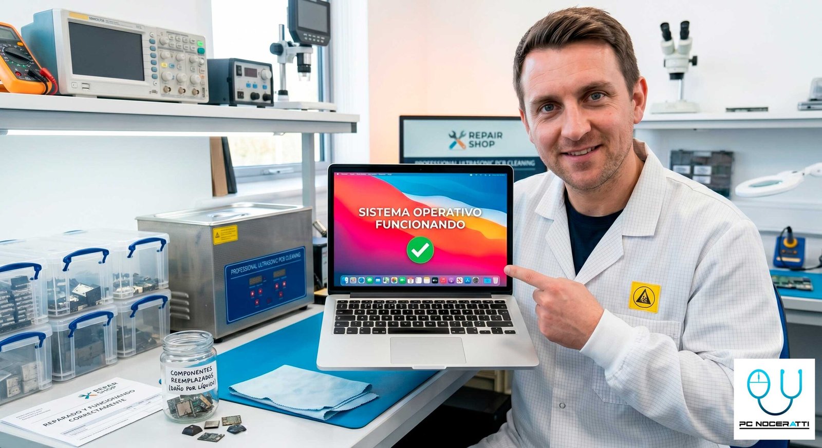 Reparación Notebooks Ñuñoa — PC Noceratti, equipo recuperado tras daño por líquido